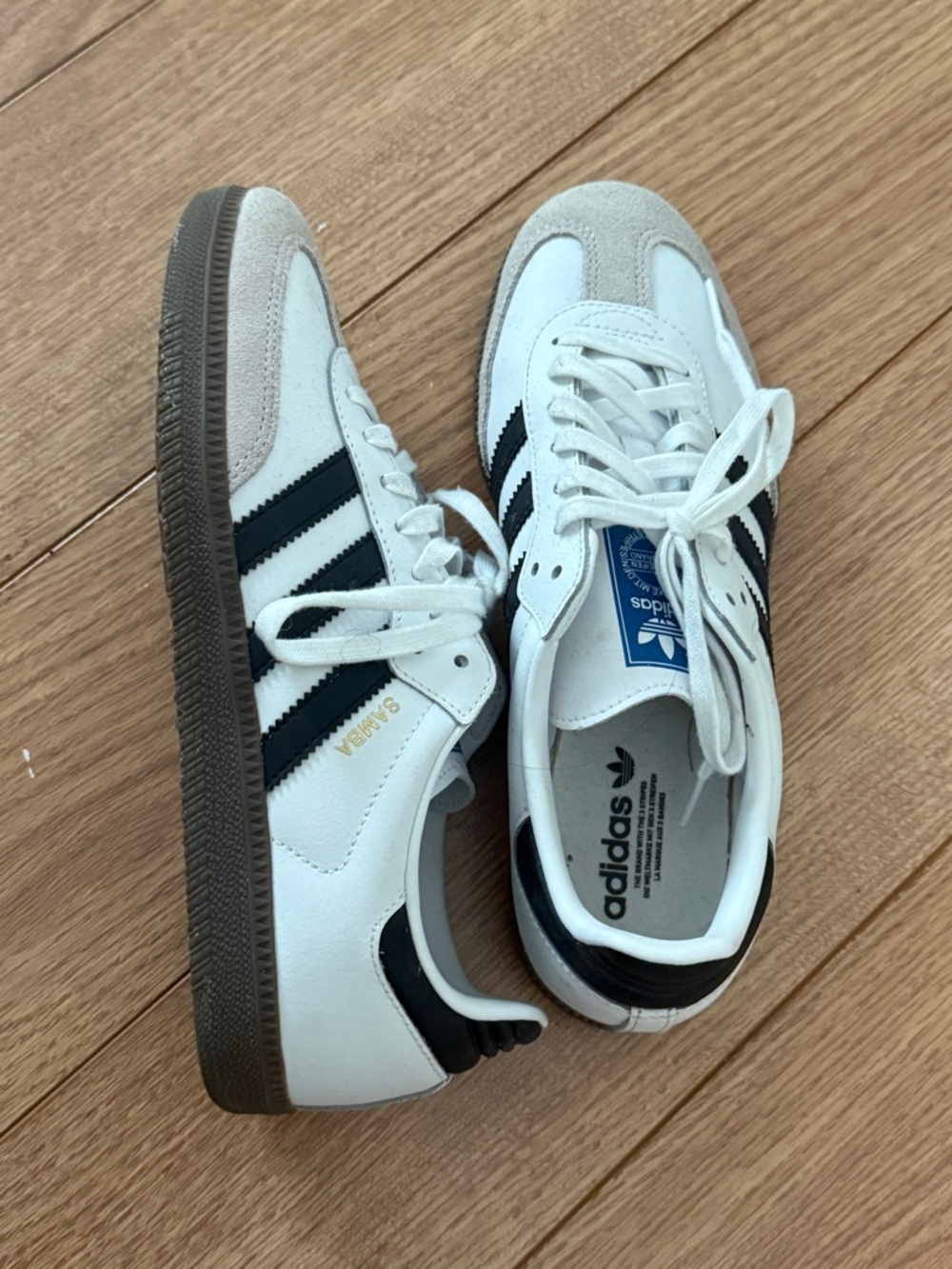 adidas Samba Sneakers in White & Tan Suede